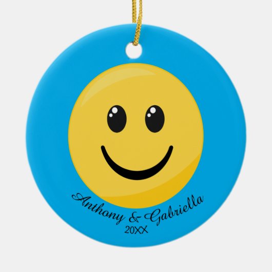Happy Face Personalized Emoji Ornament (Voorkant)
