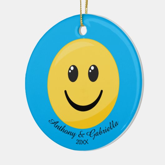 Happy Face Personalized Emoji Ornament (Links)