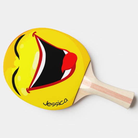 Happy Face Ping Pong Paddle (Vrouw) Tafeltennisbatje (Zijkant)