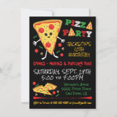 Happy Face Pizza Birthday Party Invitation Kaart (Voorkant)