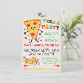Happy Face Pizza Birthday Party Invitation Kaart (Staand voorkant)