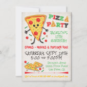 Happy Face Pizza Birthday Party Invitation Kaart (Voorkant)