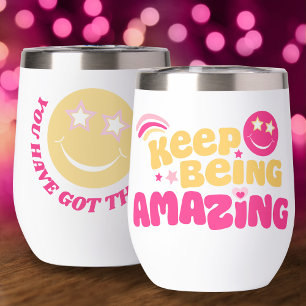 Happy face Preppy slogan blijf geweldig