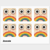 HAPPY FACE RAINBOW VIERKANTE STICKER (Vel)