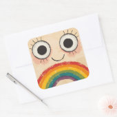HAPPY FACE RAINBOW VIERKANTE STICKER (Envelop)
