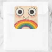HAPPY FACE RAINBOW VIERKANTE STICKER (Tas)