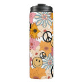 Happy Face, Retro Floral & Peace Thermosbeker (Voorkant)