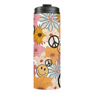 Happy Face, Retro Floral & Peace Thermosbeker