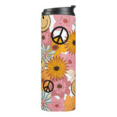 Happy Face, Retro Floral & Peace Thermosbeker (Gedraaid links)