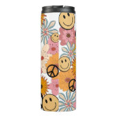 Happy Face, Retro Floral & Peace Thermosbeker (Achterkant)