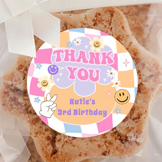 Happy Face Smile Geruite Verjaardag Sticker