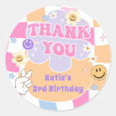 Happy Face Smile Geruite Verjaardag Sticker (Voorkant)