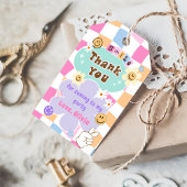 Happy Face Smile Geruite Verjaardagscadeau Labels Cadeaulabel