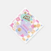 Happy Face Smile Groovy Checkered Verjaardag Servet (Hoek)