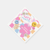 Happy Face Smile Groovy Checkered Verjaardag Servet (Hoek)