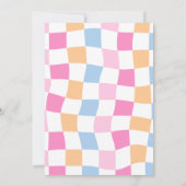 Happy Face Smile Groovy Checkered Verjaardagsfeest Kaart (Achterkant)