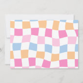 Happy Face Smile Groovy Checkered Verjaardagsfoto Kaart (Achterkant)