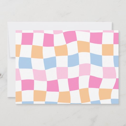 Happy Face Smile Groovy Checkered Verjaardagsfoto Kaart (Achterkant)