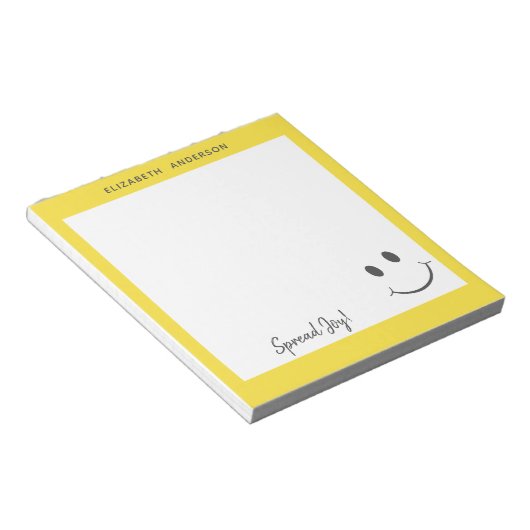 Happy Face Smiling Spread Joy Add Name Notitieblok (Schuin)
