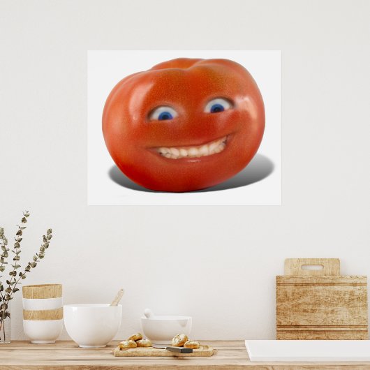 Happy Face Smiling Tomato Poster (Keuken)