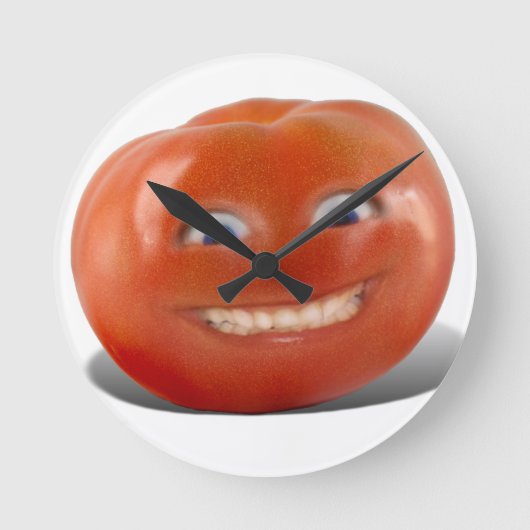 Happy Face Smiling Tomato Ronde Klok (Voorkant)