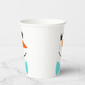 Happy Face Snowman Blauwgroen Blue Bowtie Papieren Bekers (Rechts)