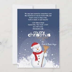 Happy Face Snowman Holiday Moving kondiging Feestdagenkaart
