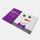 Happy Face Snowman met paarse Bowtie Deurmat (Schuin)