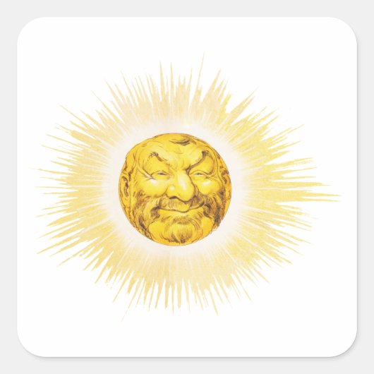 Happy face Sun Vierkante Sticker (Voorkant)