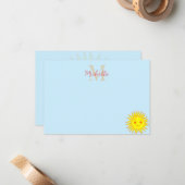 Happy Face Sunshine Monogram Personalized Notitiekaartje (Voorkant / Achterkant in situ)