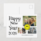 Happy Face Three Photos New Year Briefkaart (Voorkant / Achterkant)