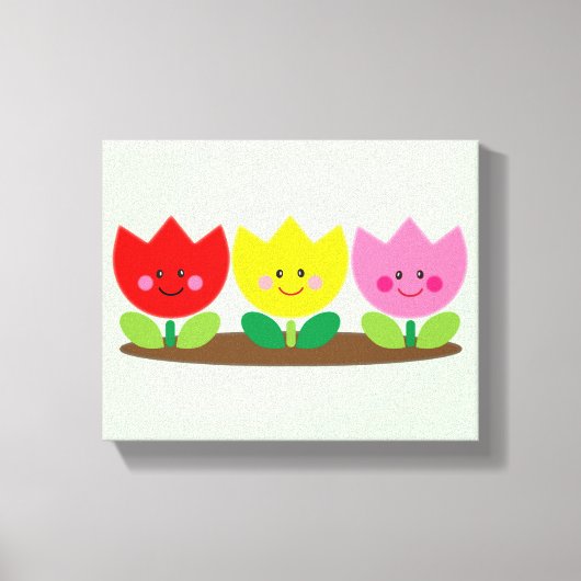 Happy Face Tulip Flowers Garden art Canvas Afdruk (Voorkant)