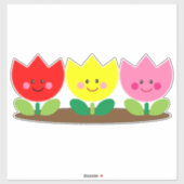 Happy Face Tulip Flowers Garden art Sticker (Vel)