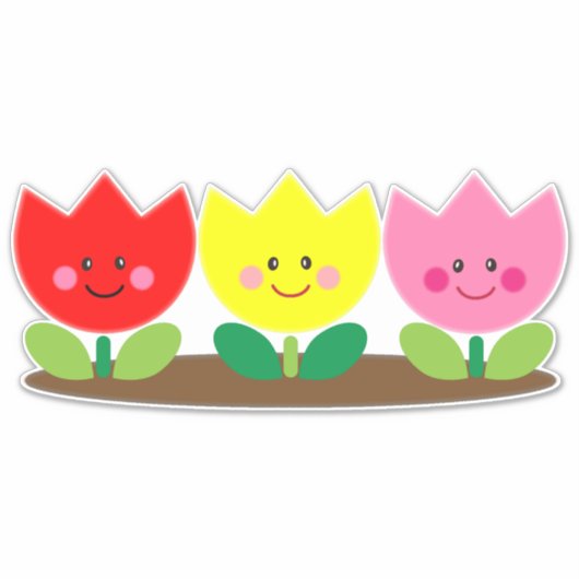 Happy Face Tulip Flowers Garden art Sticker (Voorkant)