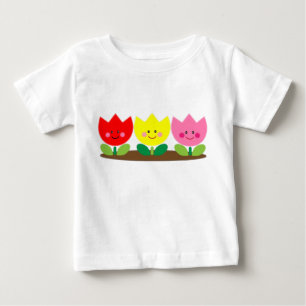 Happy Face Tulip Flowers Garden art T-Shirt