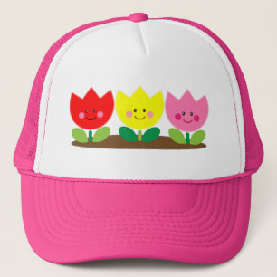 Happy Face Tulip Flowers Garden art Trucker Pet