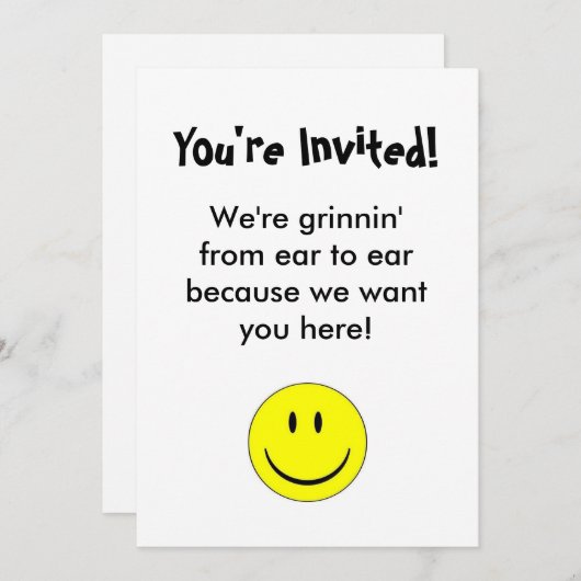 Happy Face-uitnodiging Kaart (Voorkant / Achterkant)