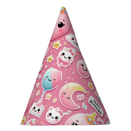 Happy face verjaardagsfeestje pet feesthoedjes (Rechts)