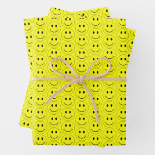 Happy Face Yellow Pattern-document Inpakpapier Vel