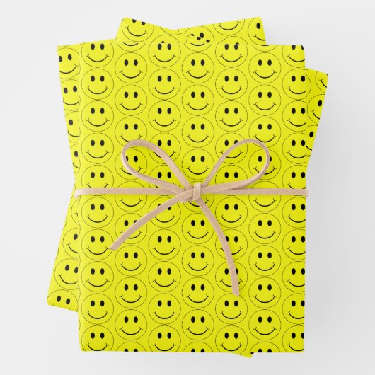 Happy Face Yellow Pattern-document Inpakpapier Vel (In situ)