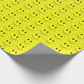Happy Face Yellow Pattern Wrapping Paper Cadeaupapier (Hoek)