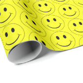 Happy Face Yellow Pattern Wrapping Paper Cadeaupapier (Rol Hoek)