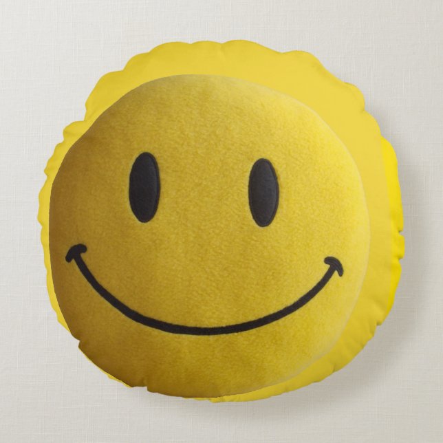 Happy face yellow Round Sierkussen (16 inch) Rond Kussen (Voorkant)
