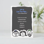 HAPPY FACES Bar Bat Mitzvah Invitation Party Card Kaart (Staand voorkant)