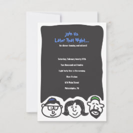 HAPPY FACES Bar Bat Mitzvah Invitation Party Card Kaart