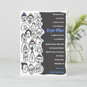 HAPPY FACES Bar Bat Mitzvah Uitnodiging (Staand voorkant)