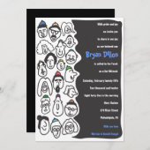 HAPPY FACES Bar Bat Mitzvah Uitnodiging (Voorkant / Achterkant)