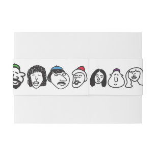 HAPPY FACES Bat Mitzvah Envelope Wrap Band Uitnodigingen Wikkel