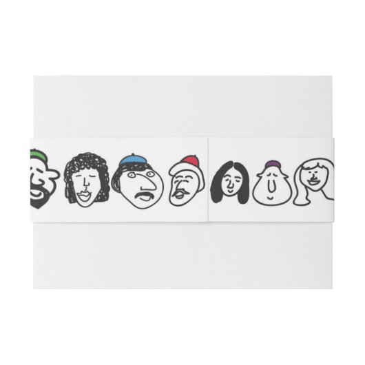 HAPPY FACES Bat Mitzvah Envelope Wrap Band Uitnodigingen Wikkel (Achterkant Voorbeeld)