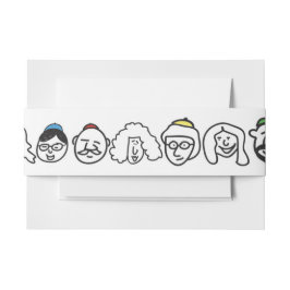 HAPPY FACES Bat Mitzvah Envelope Wrap Band Uitnodigingen Wikkel